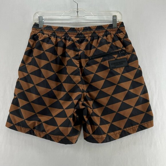 Maison Article Shorts Men S Drawstring Mesh Lined Triangle Geometric Brown Black - Picture 2 of 12